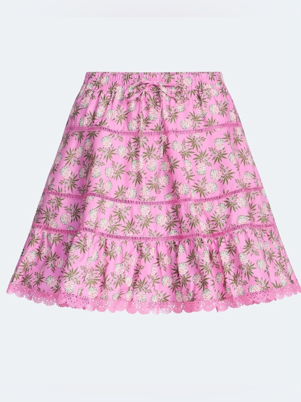 Free Assembly Pink Pineapple Tiered Mini Skirt Women’s Medium NWT Cotton Lace